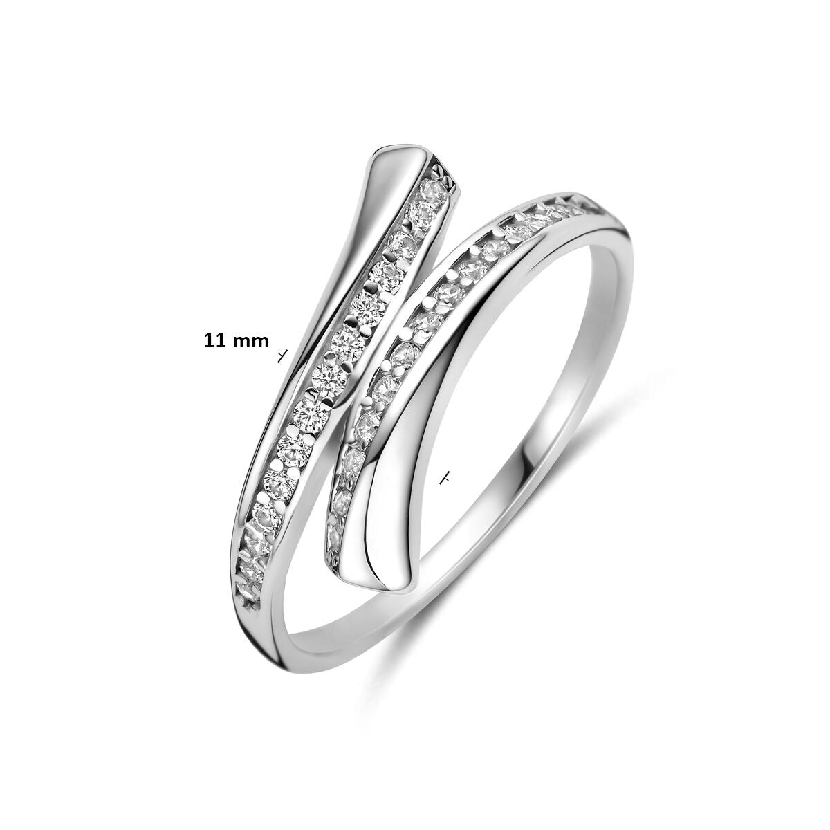 Rhodinierter 925er Silberring mit Zirkonia