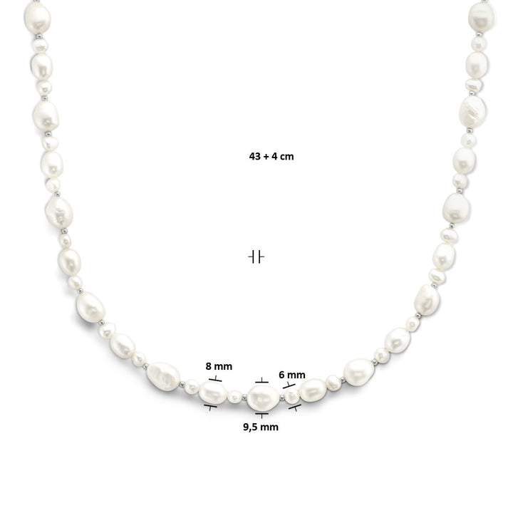 Halskette Perlen 43 + 4 cm Silber rhodiniert