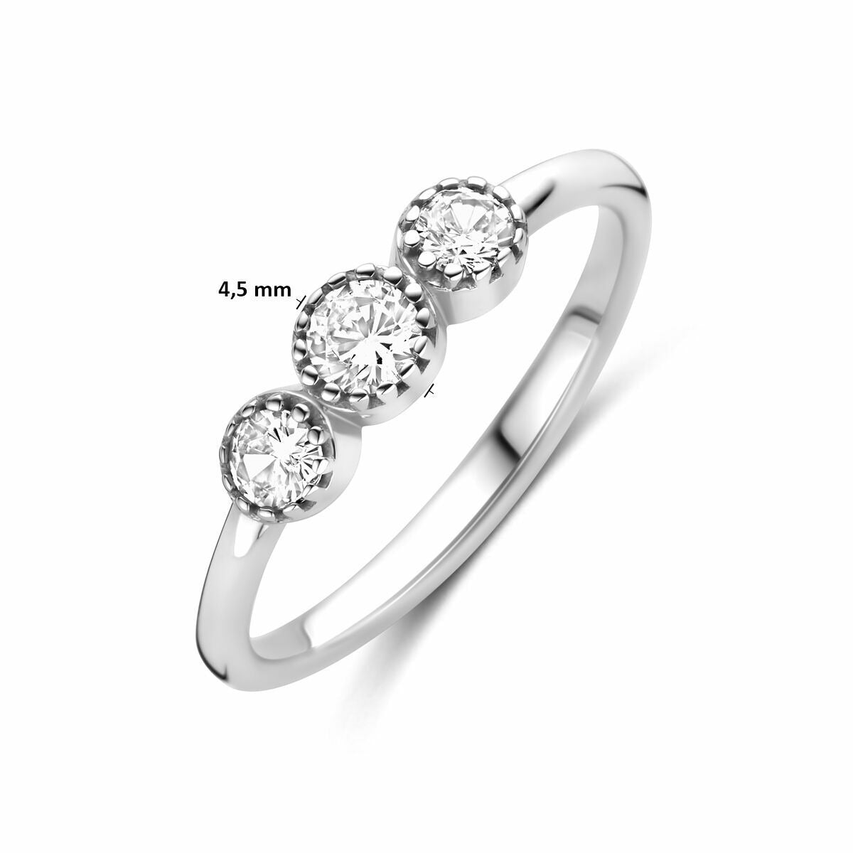Damenring aus Silber mit Zirkonia – rhodiniertes 925er Silber