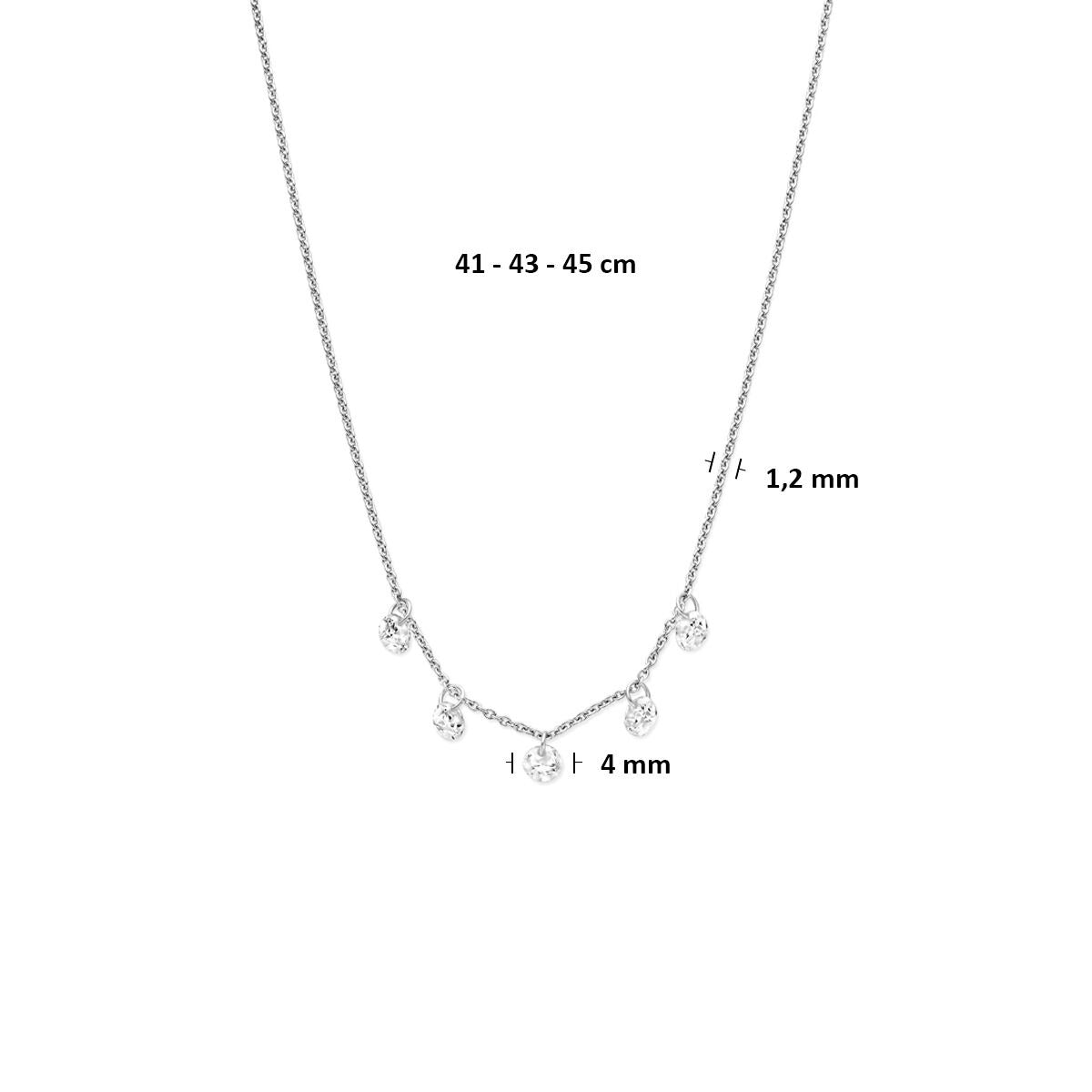 Silberkette mit Zirkonia-Anhänger 41 - 43 - 45 cm