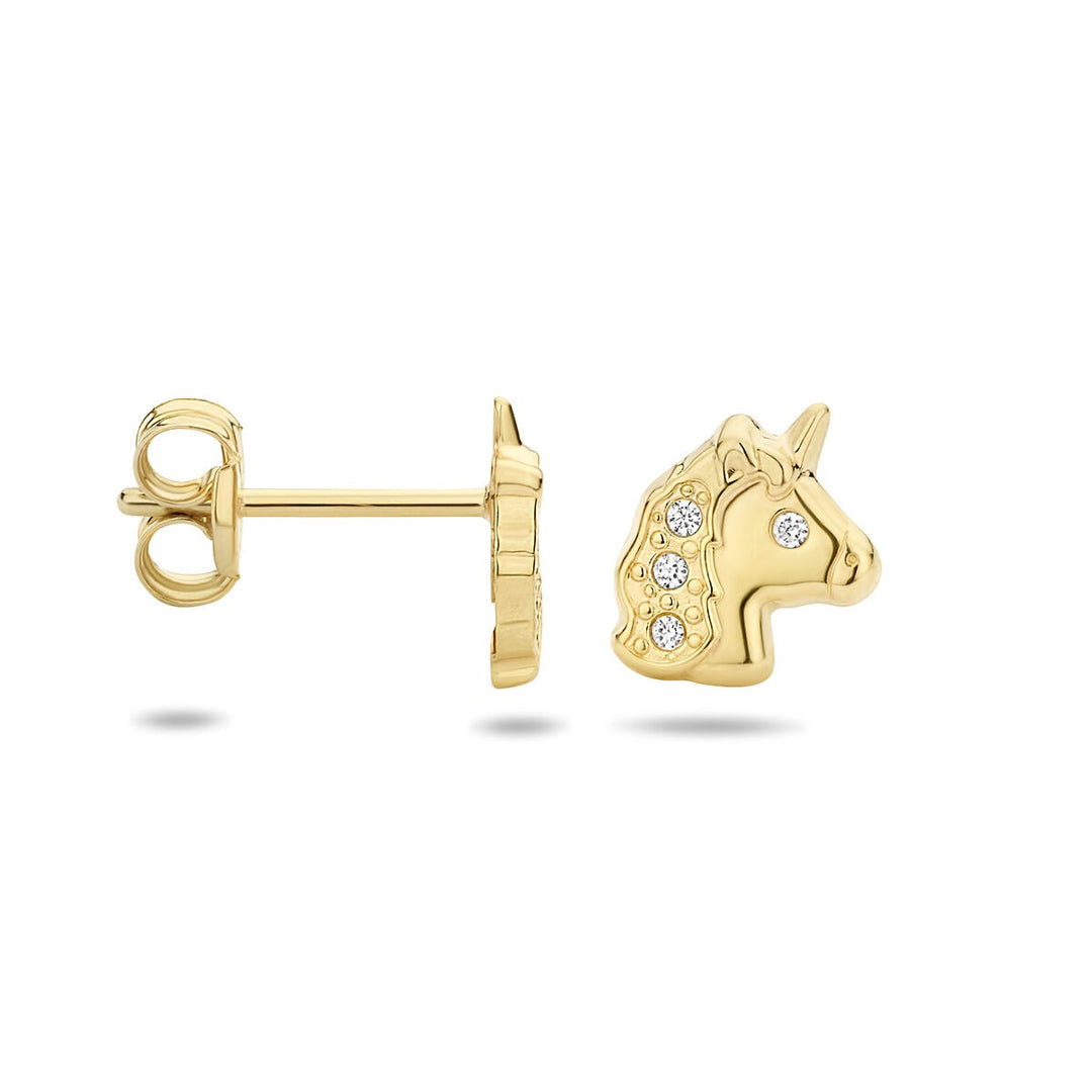 Ohrstecker Einhorn Zirkonia 14K Gelbgold