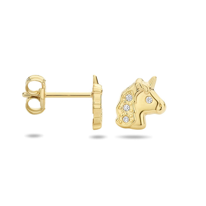 Ohrstecker Einhorn Zirkonia 14K Gelbgold