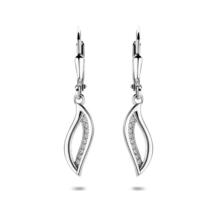 Gerhodineerd 925 zilveren oorhangers met zirkonia