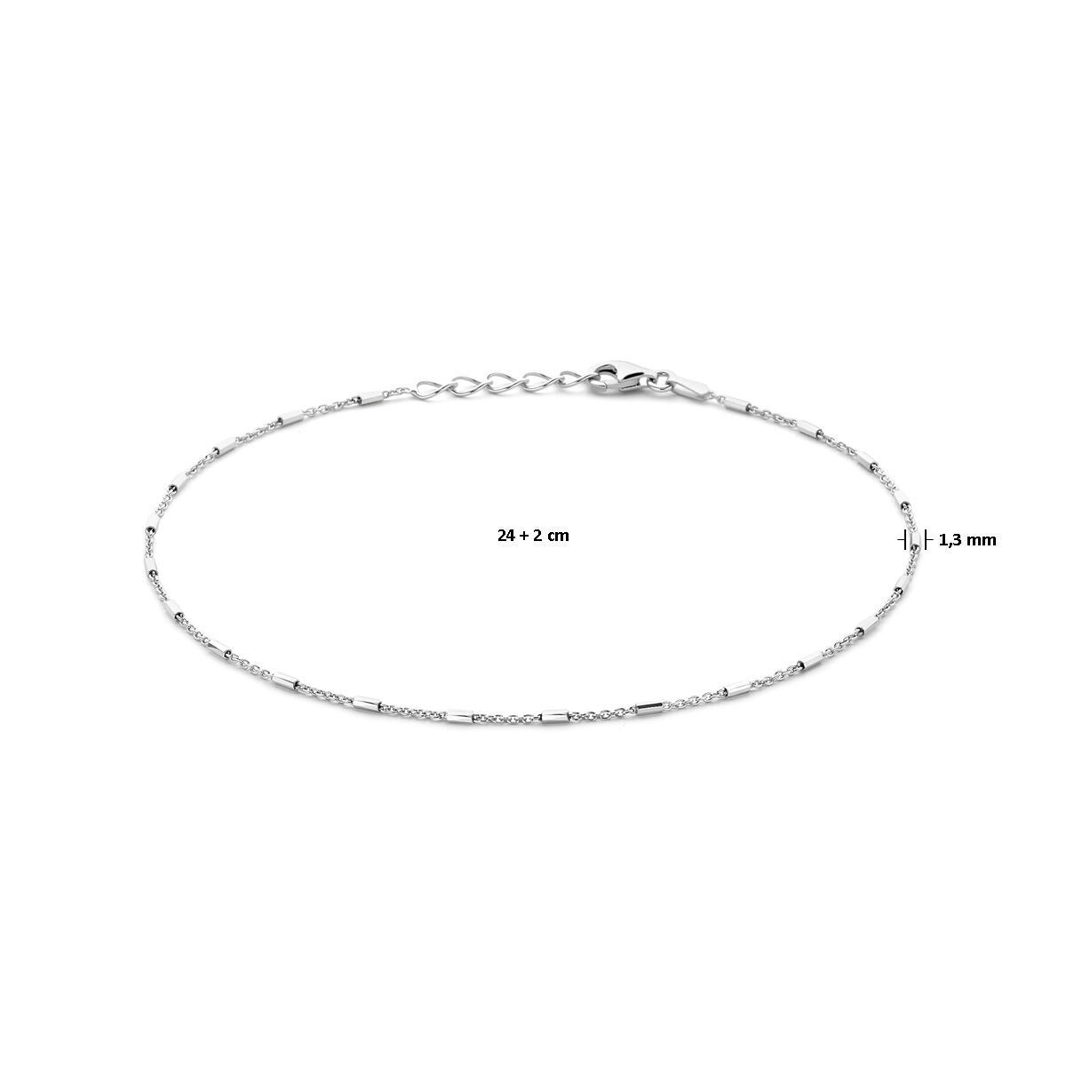 Silbernes Fußkettchen mit feinen Röhrchen – rhodiniertes 925er Silber, 24–26 cm