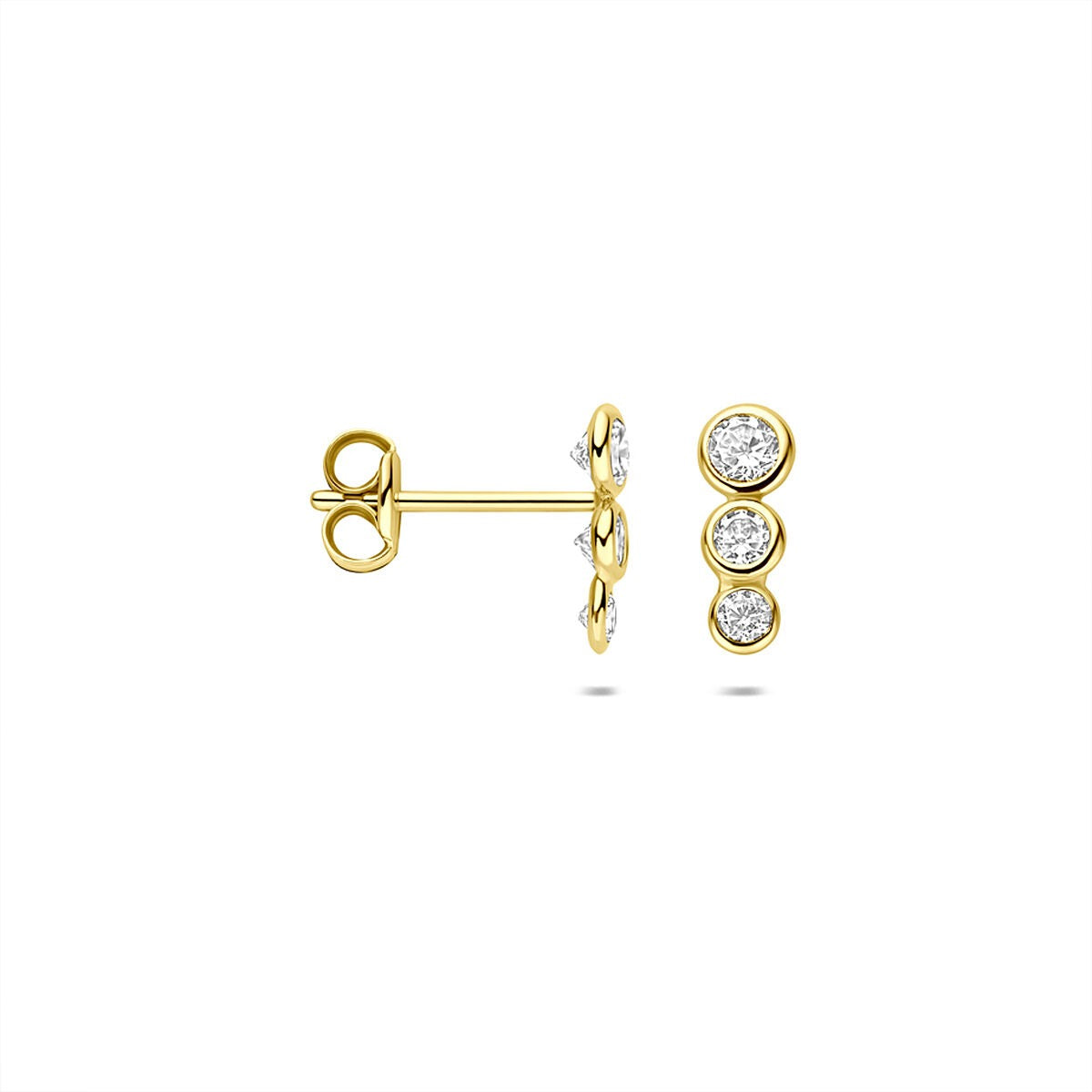 9k Gelbgold Ohrstecker mit Zirkonia – subtiles Funkeln in raffinierter Form