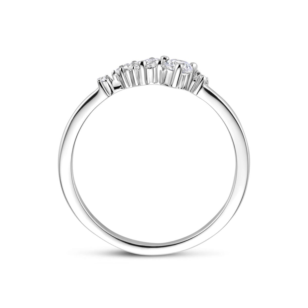 Damenring aus Silber mit Zirkonia im Kranz – 5 mm breit
