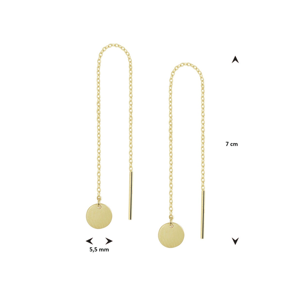 Durchsteckohrringe, rund, 14K Gelbgold