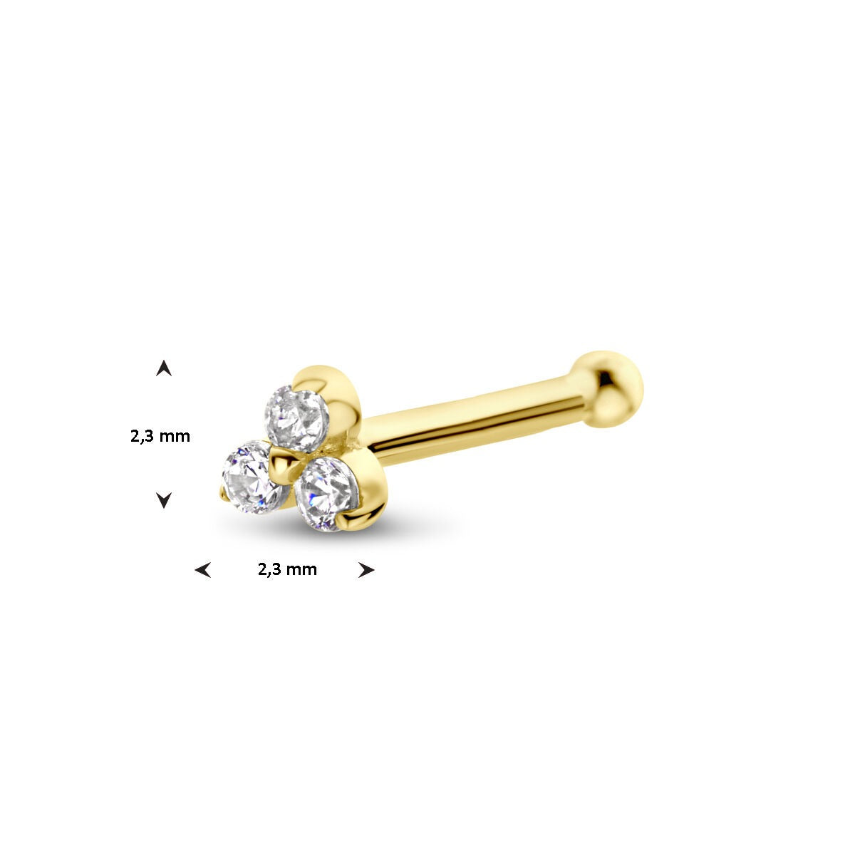 14k Gelbgold Nasenstecker mit Zirkonia in Entourage-Fassung