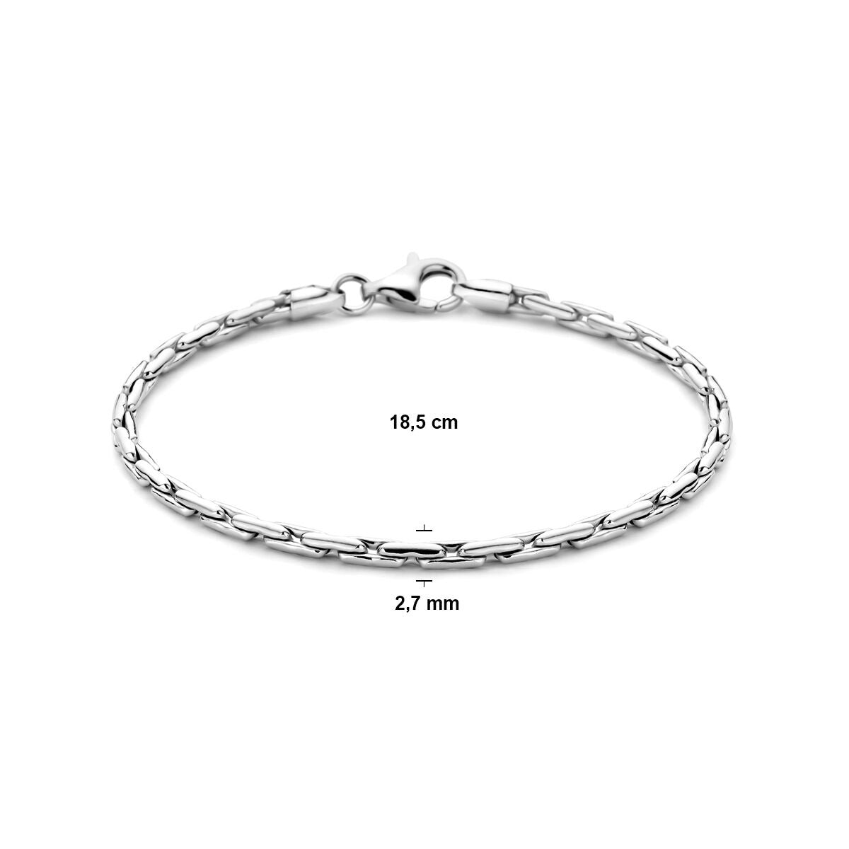 Silbernes Cardano-Armband – rhodiniert mit Glanzfinish