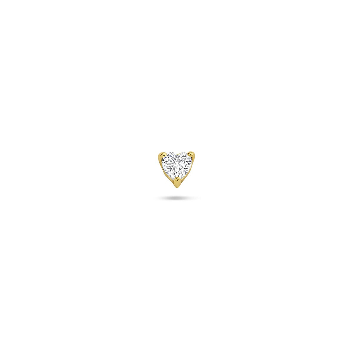 Vergoldeter Silber-Flachpiercing in Herzform mit Zirkonia, 925 Silber