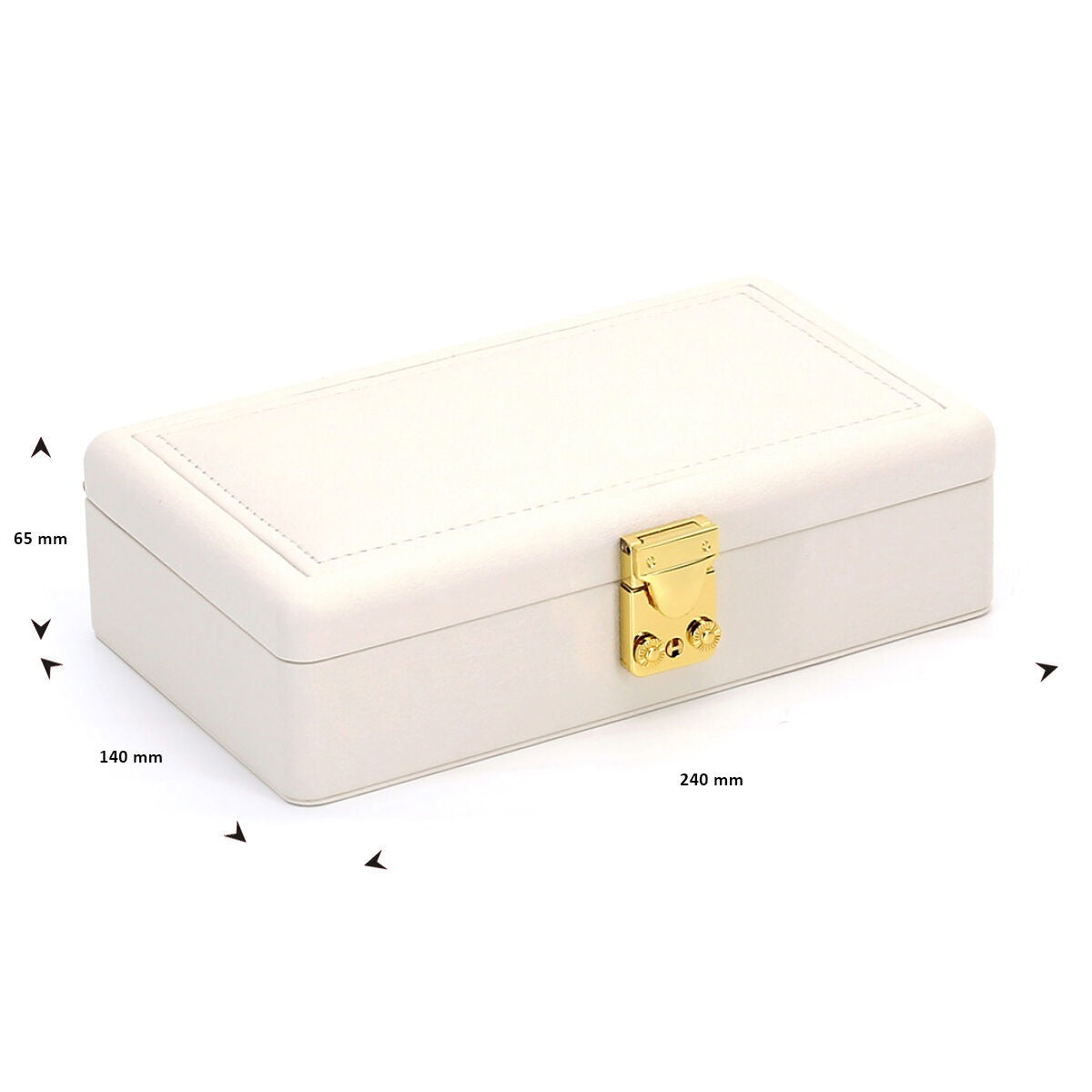 Luxuriöse Schmuckschatulle beige mit gelben Akzenten – kompakt & stilvoll
