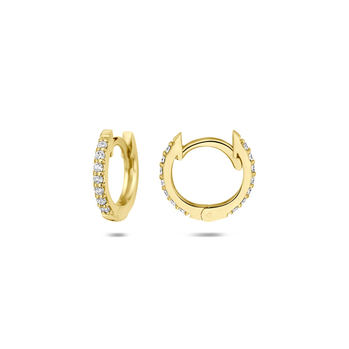 14k Gelbgold Klappcreolen mit im Labor hergestelltem Diamant 0,22 ct