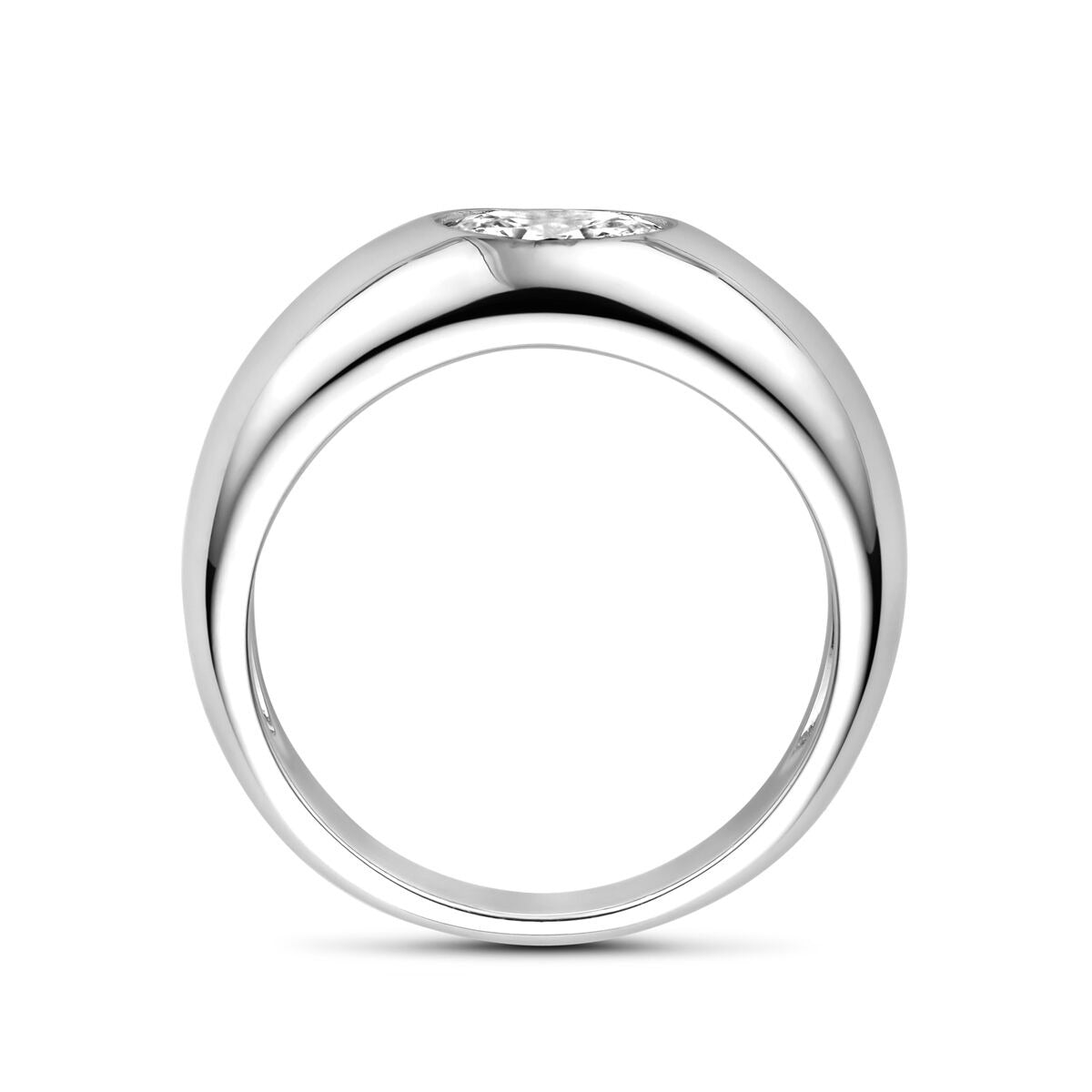 Silberring mit ovalem Zirkonia – rhodiniertes 925er Silber, 7,5 mm breit