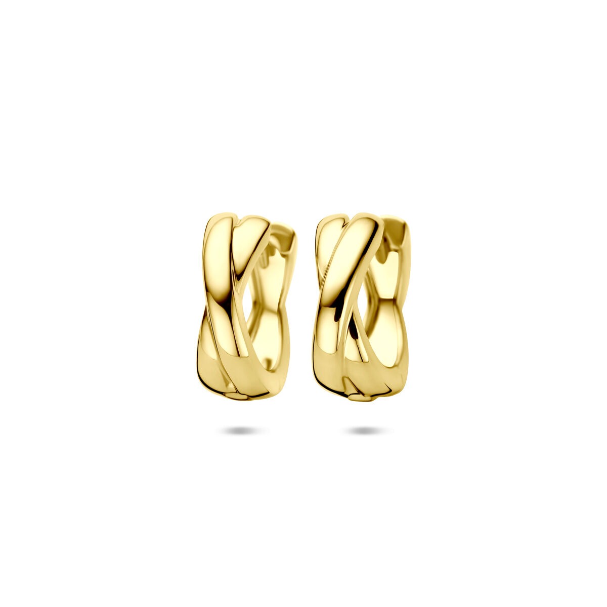 Vergoldete Silberklappohrringe für Damen mit geschwungenem Design, 15 x 5,5 mm