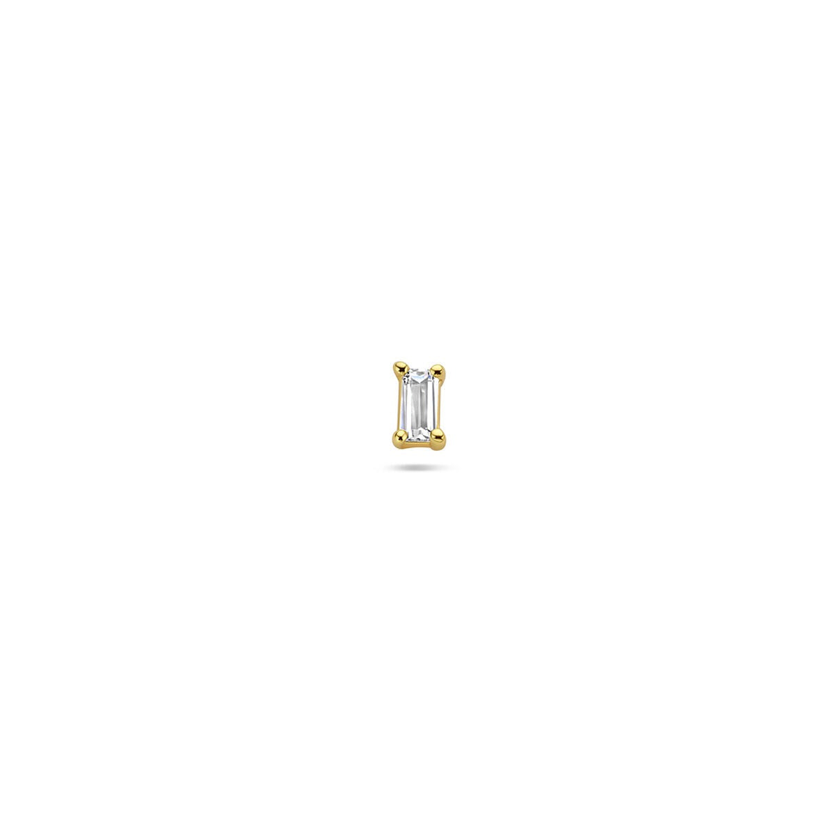 Vergoldetes Silber-Flat-Back-Piercing mit baguetteförmigem Zirkonia in klarer Farbe