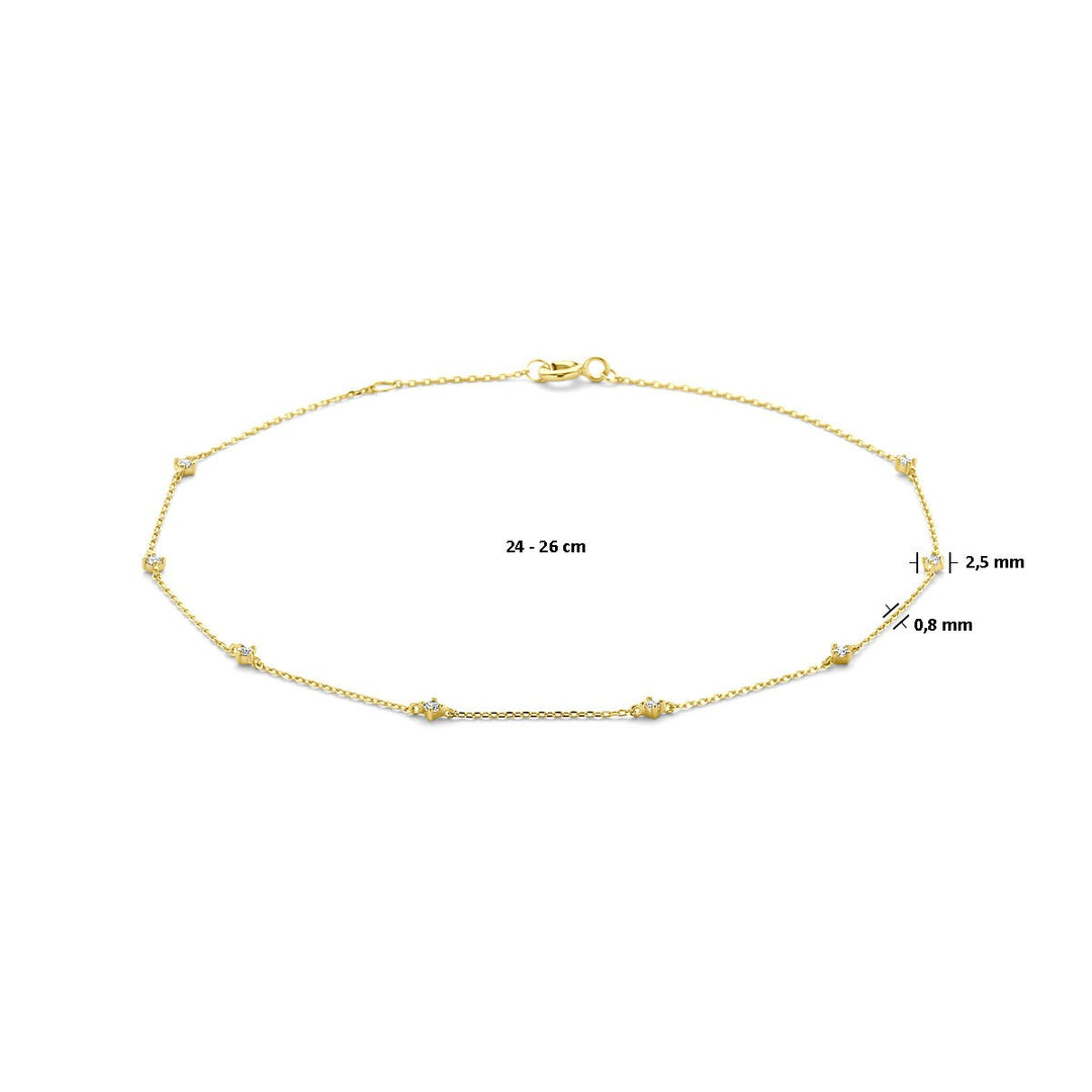 14k Geelgouden Enkelbandje met Zirkonia