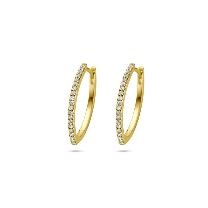 Gouden klapoorringen met diamant – 14k geelgoud