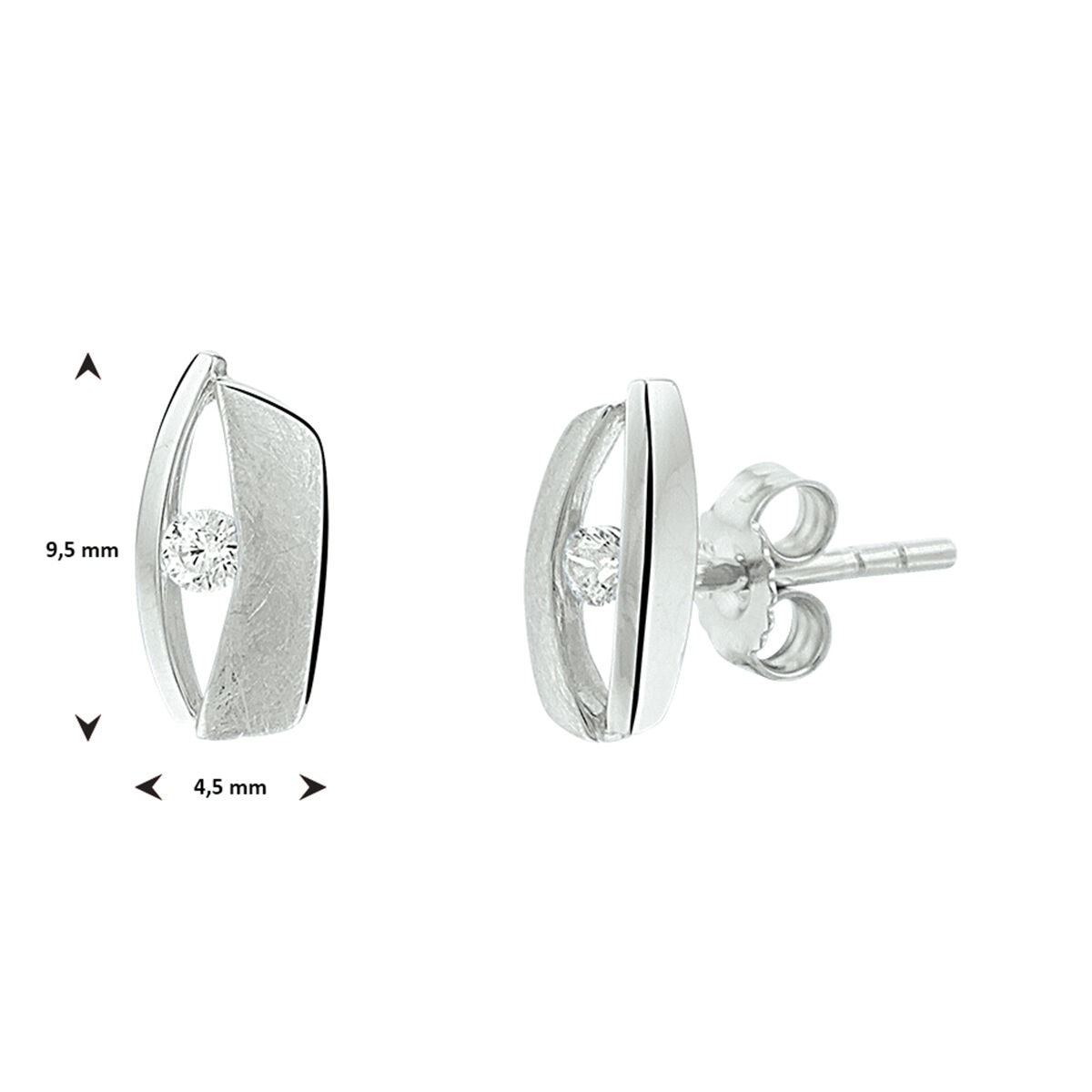 925 Rhodiniertes Silberohrstecker mit Zirkonia