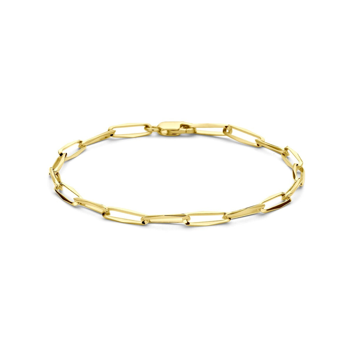 14k gelbgoldene Closed Forever Armband für Damen mit länglichen Gliedern