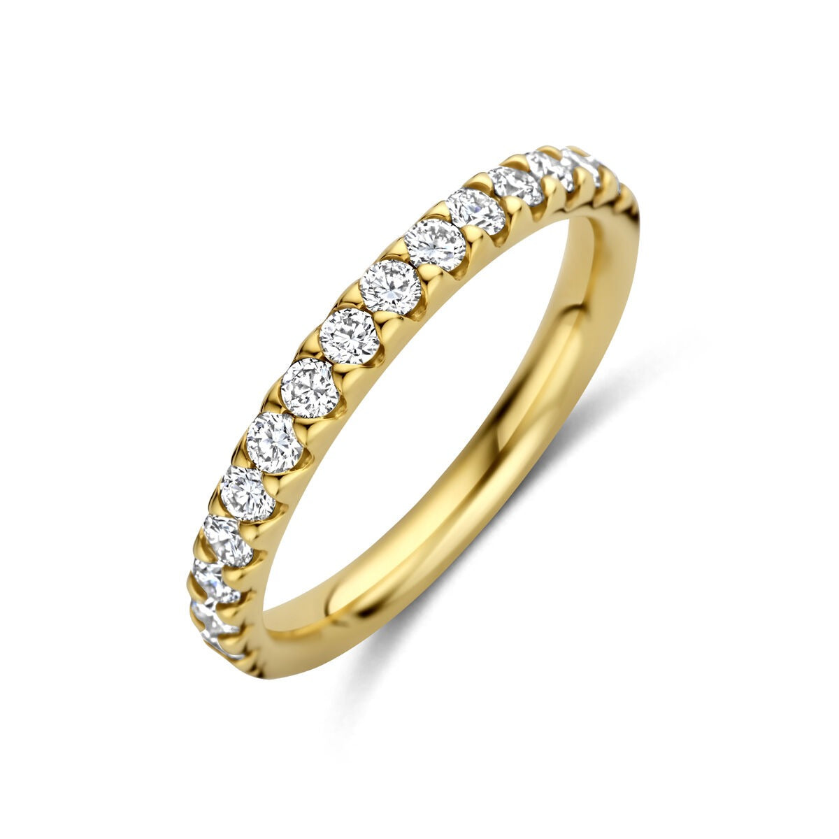 Damenring aus 14k Gelbgold mit mehreren kleinen, funkelnden lab-grown Diamanten