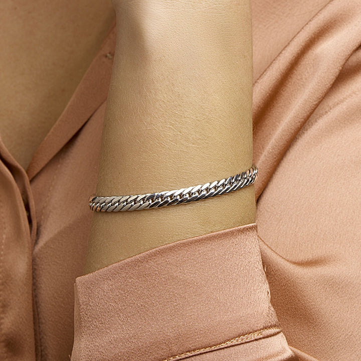 Armband Gourmette 4-seitig geschliffen 6,0 mm 19 cm Silber rhodiniert