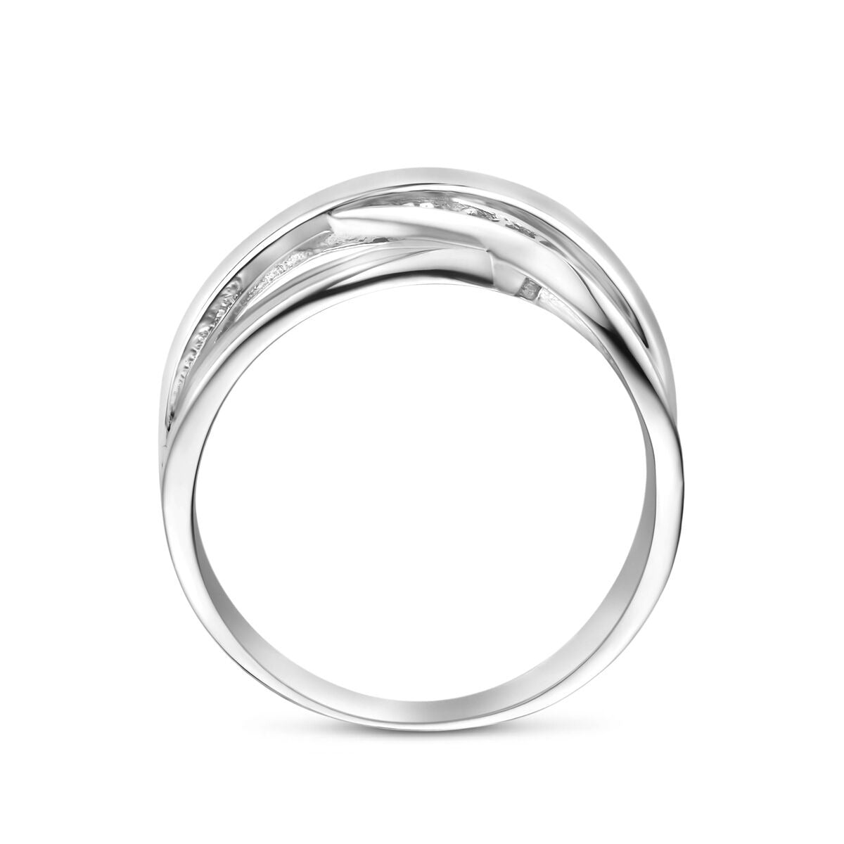 Rhodinierter 925er Silberring mit Zirkonia