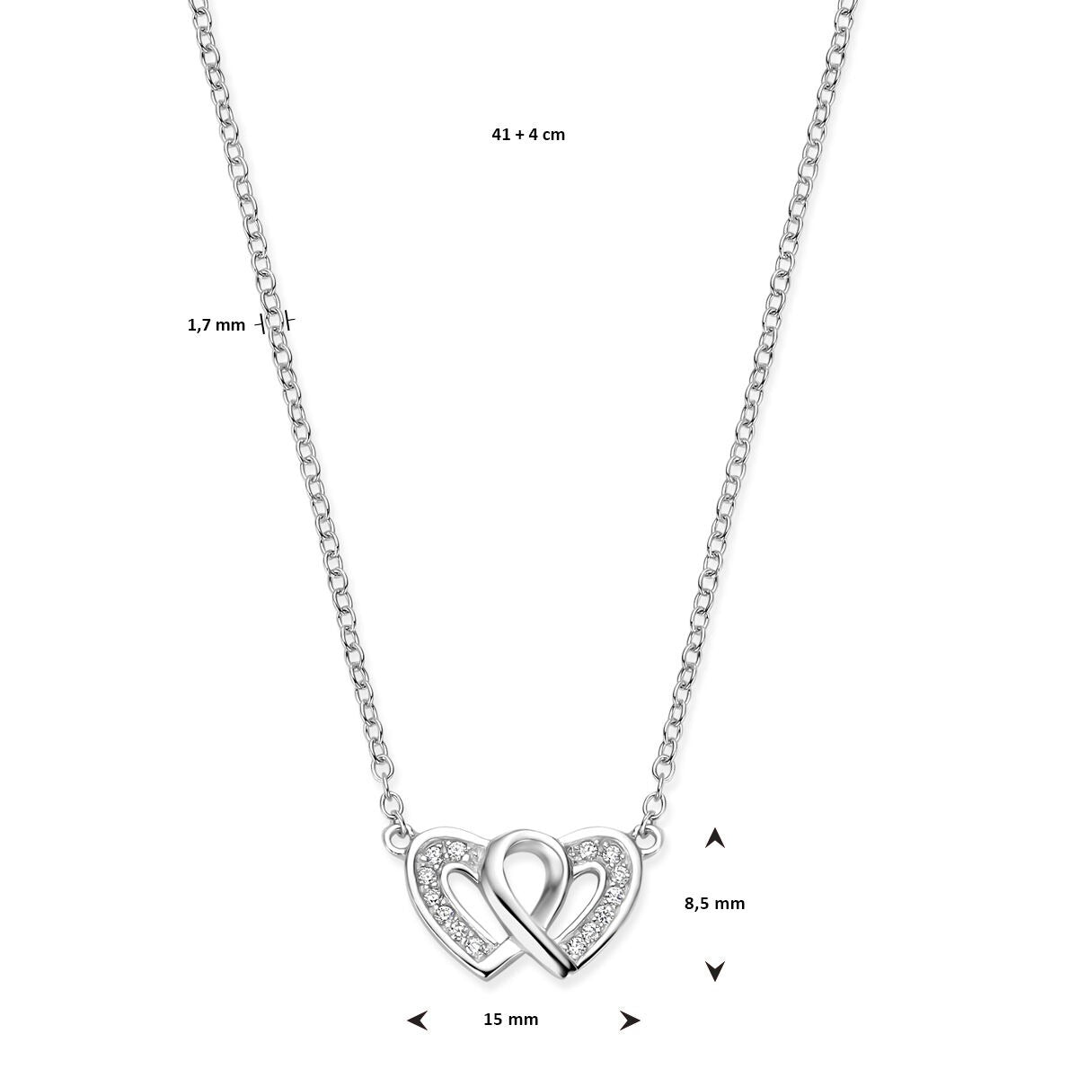 Silberhalskette mit Herz und Zirkonia – rhodiniertes 925er Silber