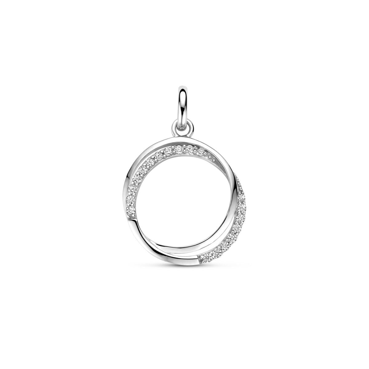 Hänger aus rhodiniertem 925 Silber mit Zirkonia-Besatz in kreisförmigem Design