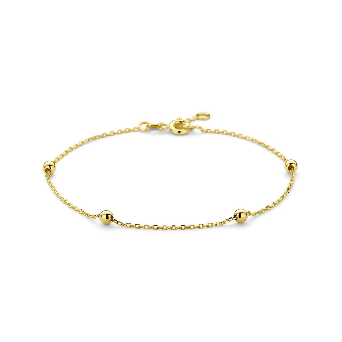 Armband aus 9 Karat gelbgold mit kleinen Kugeln und feiner Gliederkette