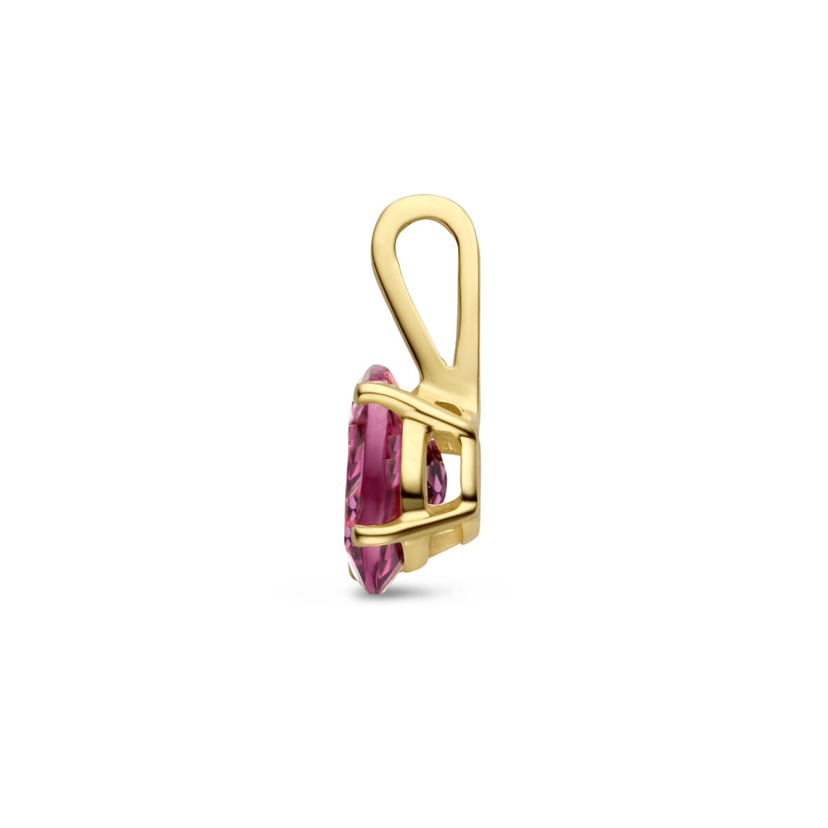 14k Gelbgoldanhänger mit rosa Turmalin – Geburtsstein