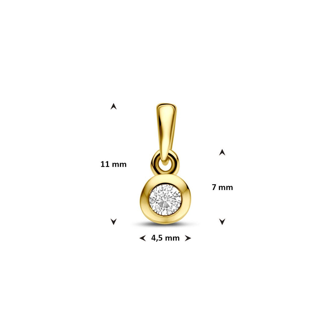 Gouden hanger met zirkonia 14k – solitaire briljant 11 mm