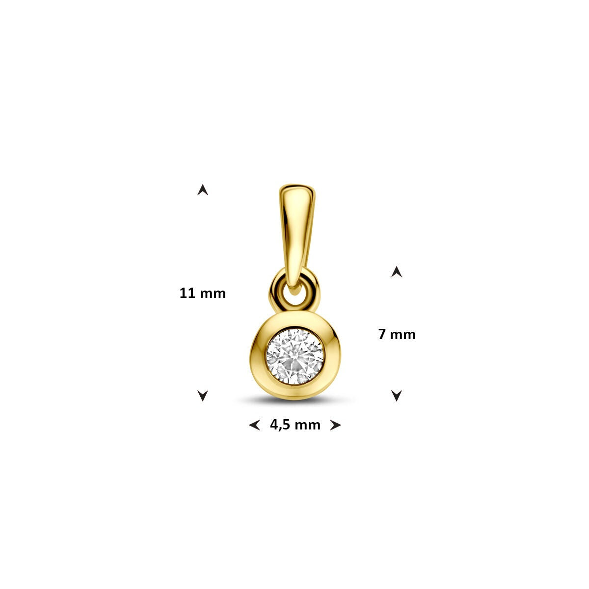 Goldanhänger mit Zirkonia 14k – Solitär Brillant 11 mm