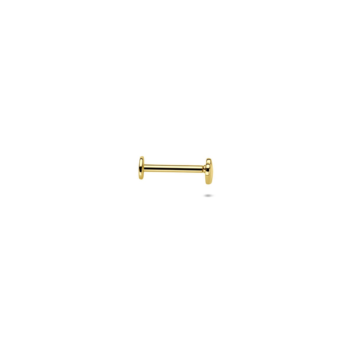 14K Gold Flat Back Piercing mit doppelten Herzen – 6,5 mm