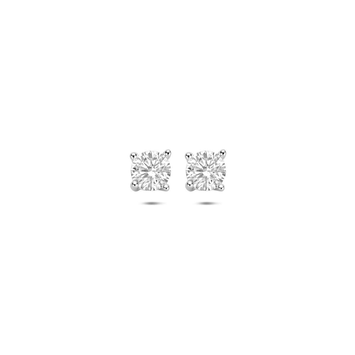 Ohrringe aus rhodiniertem 925 Silber mit Zirkonia, quadratisches Design und funkelnden Steinen