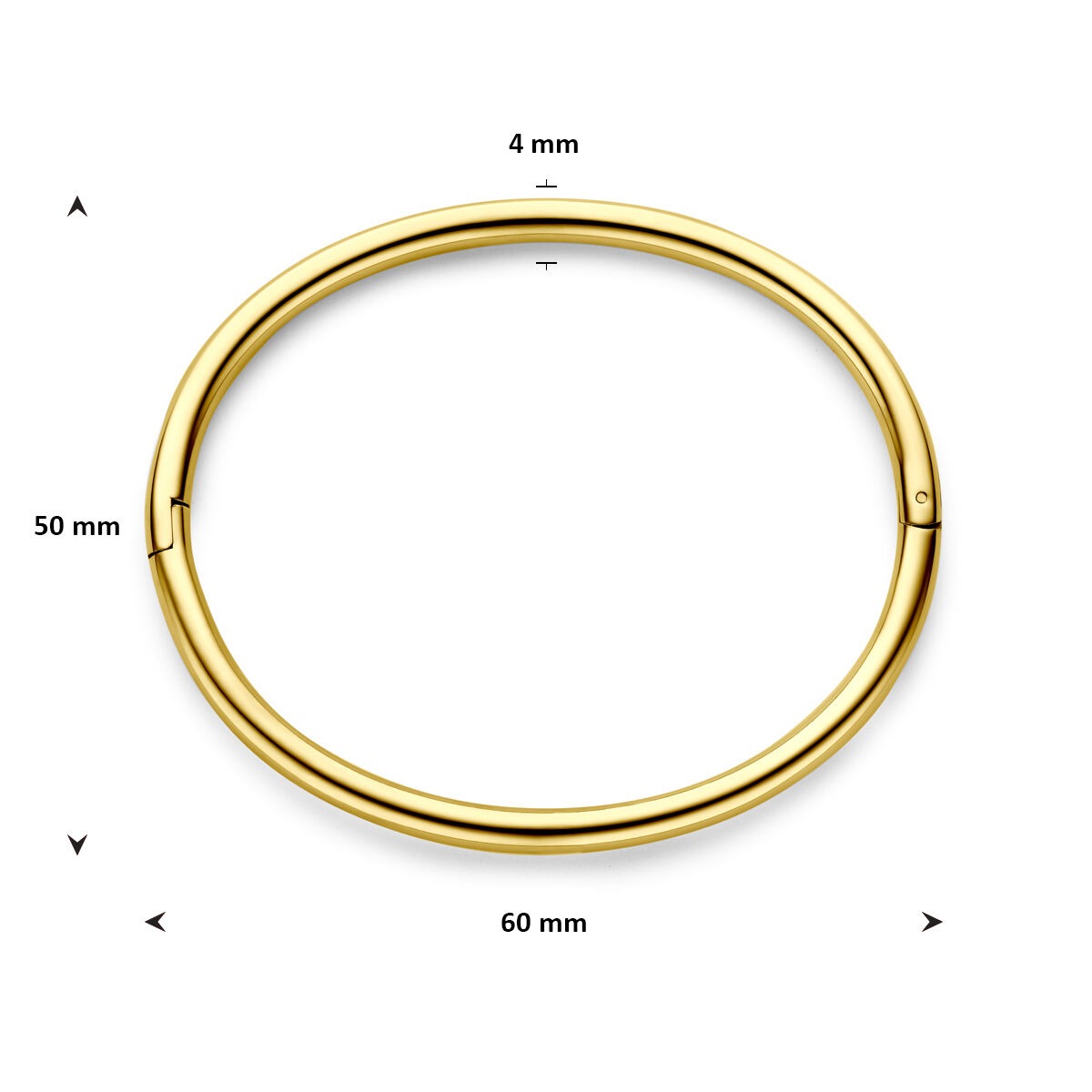 Stahlarmreif Damen gelb mit Scharnier 4,0 mm 60 mm