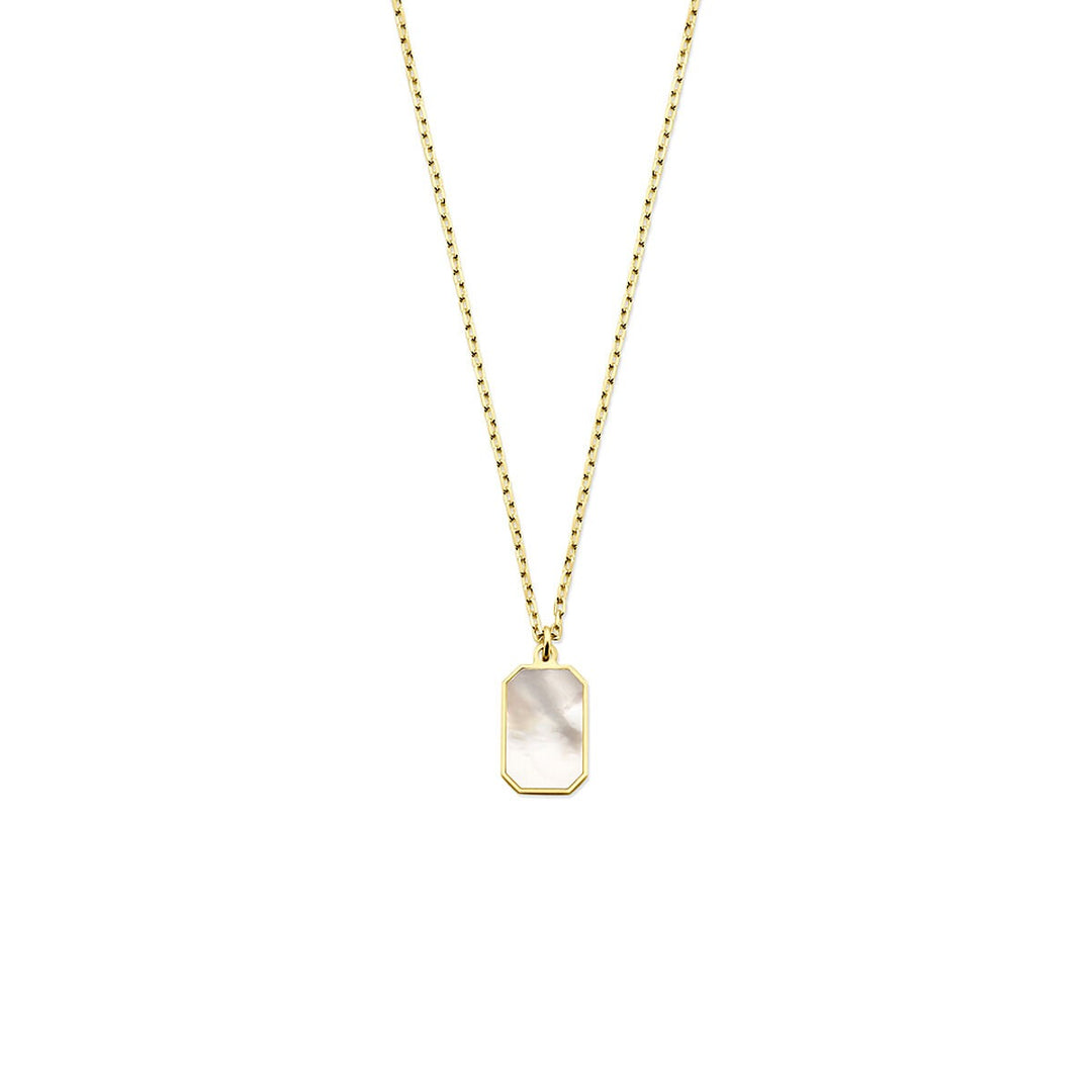 14k geelgouden dames collier met parelmoer
