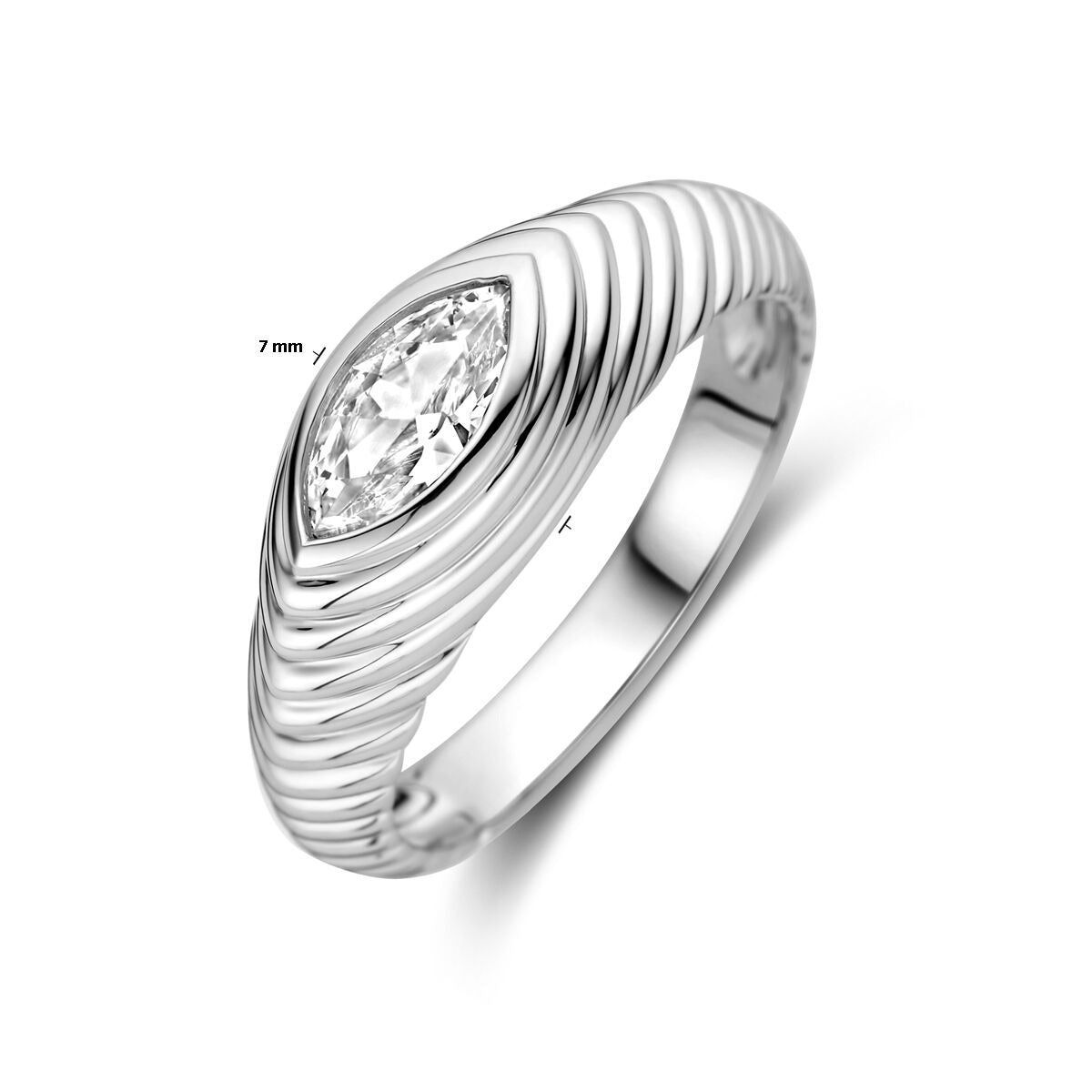 Damenring aus Silber mit Marquise-Zirkonia – rhodiniertes 925er Silber, 7 mm breit
