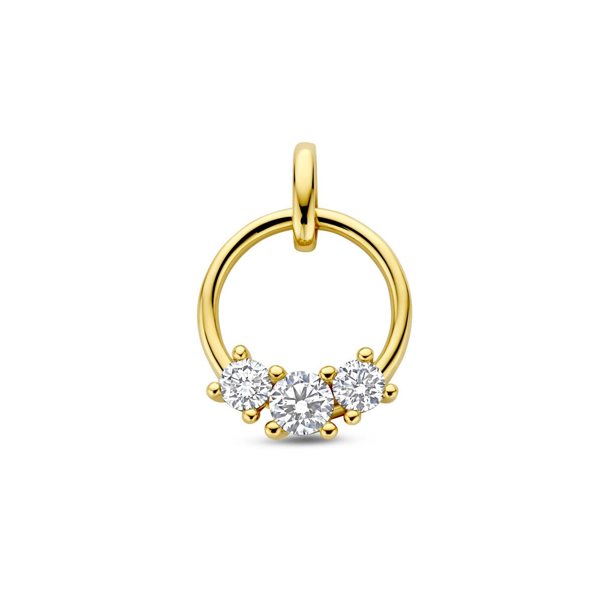 Hänger aus 14k Gelbgold mit drei lab-grown Diamanten in runder Anordnung