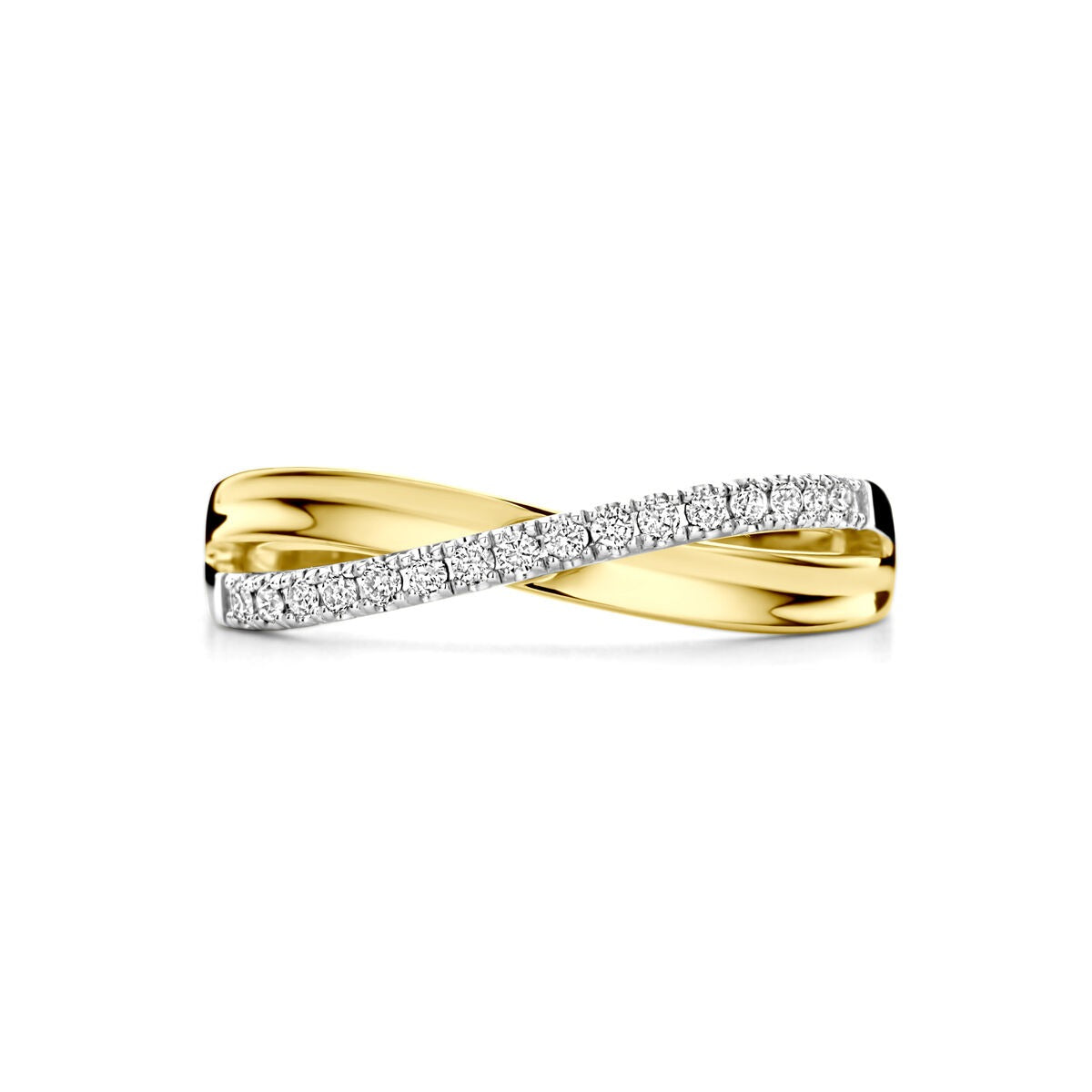 14k Bicolor Damenring mit Diamant – 0.14 ct, 5 mm