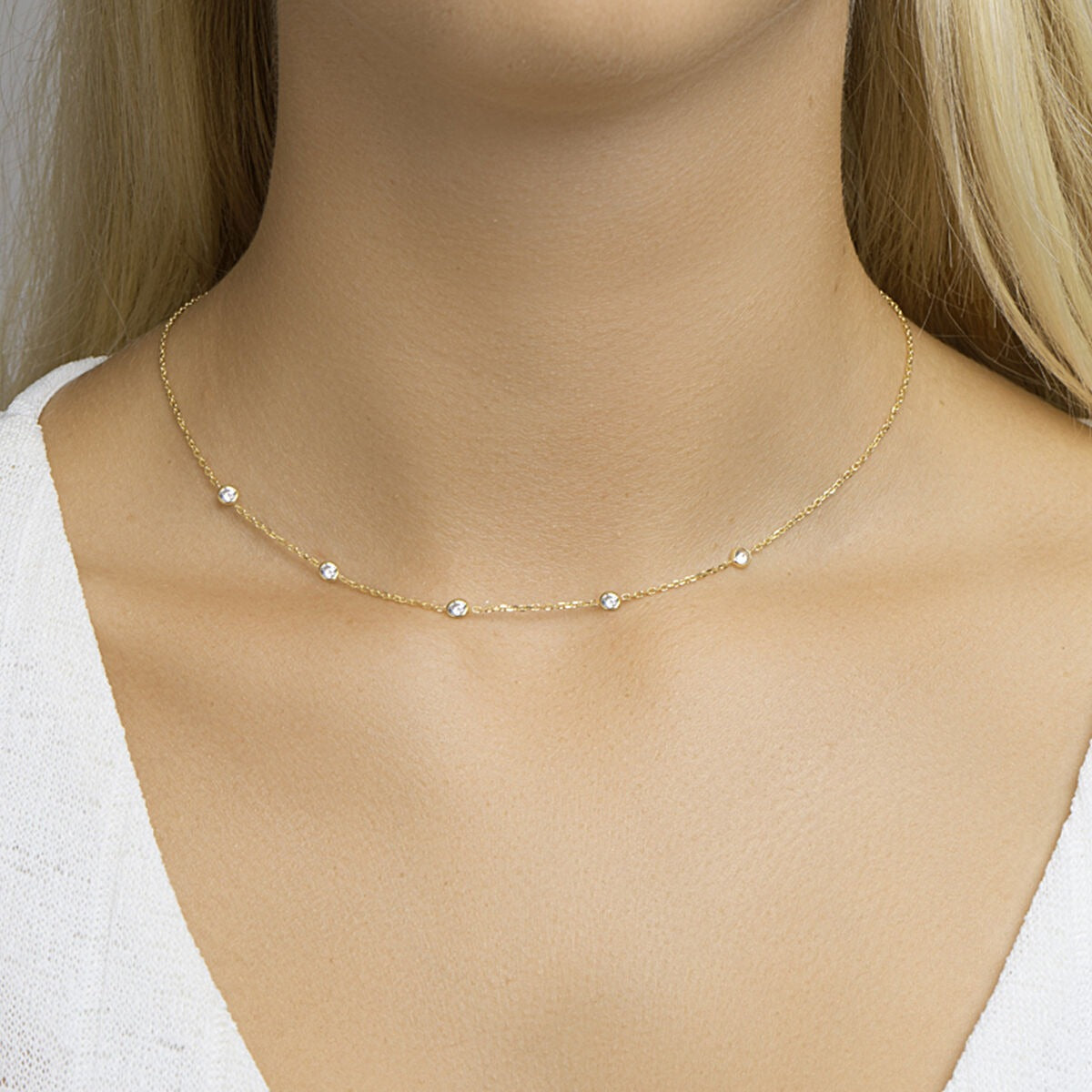 Vergoldete Silberkette mit Zirkonia – 40-44 cm