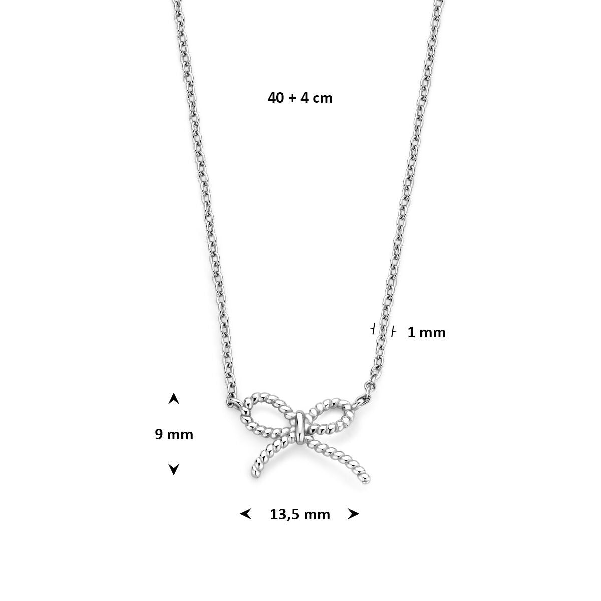 Rhodiniertes 925er Silber Collier mit Schleife – 40cm (Verlängerbar auf 44cm) Ankerkette für Damen