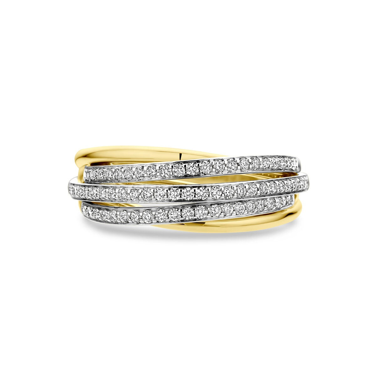 Bicolor-Goldring mit Diamant 14k Damen – 8 mm breit