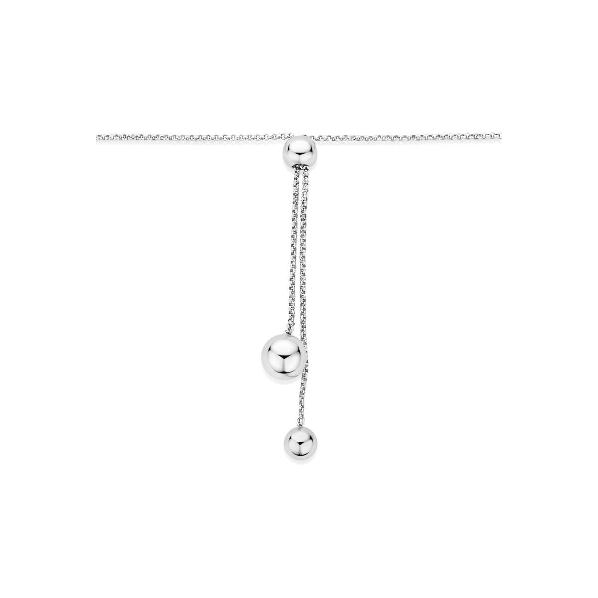Rhodiniertes 925er Silber Y-Collier mit Kügelchen