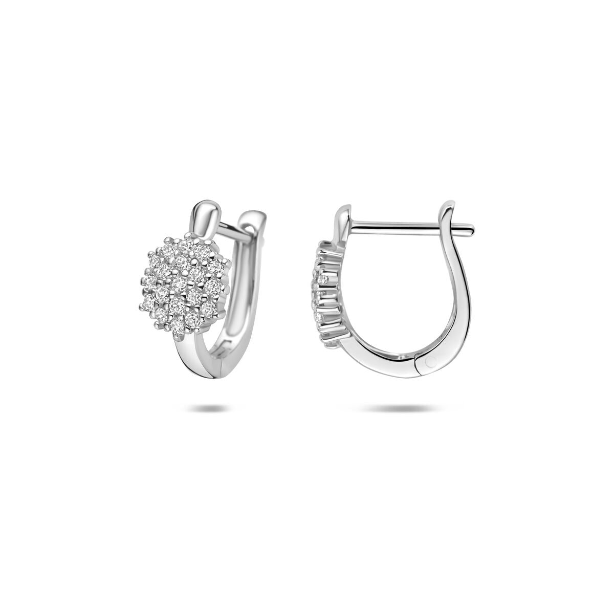 Rhodinierte Klappcreolen aus Sterlingsilber mit Zirkonia