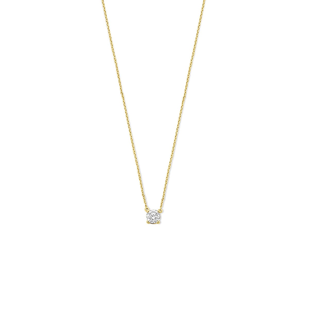14k gelbgoldenes Collier mit lab-grown Diamant und feiner Kette