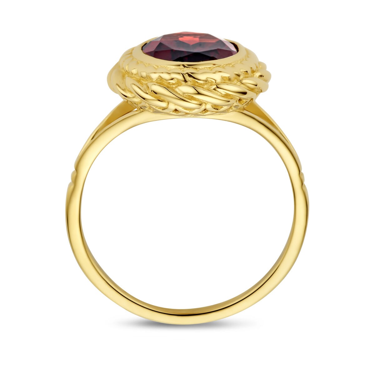 Goldring 14k mit Granat – Ovalschliff