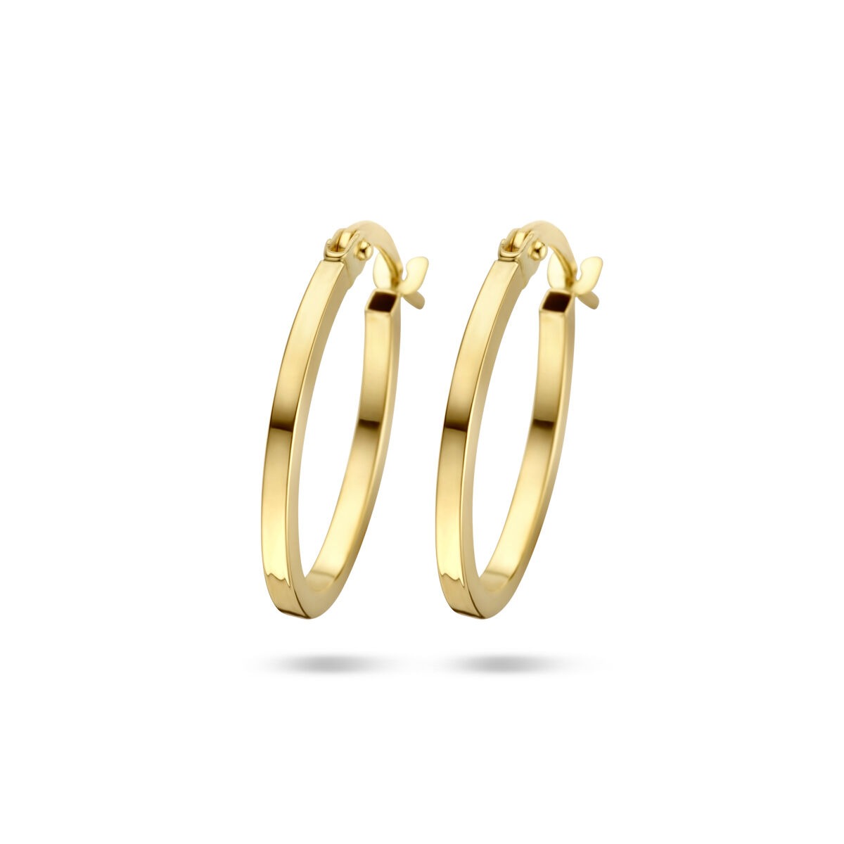 Gelbgoldfarbene Creolen aus 9 Karat Gold mit glatter Oberfläche und schlichter Form