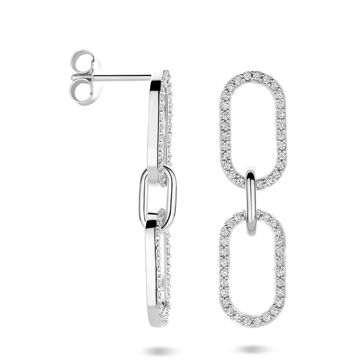 Silberne Ohrhänger mit Zirkonia – 33 mm