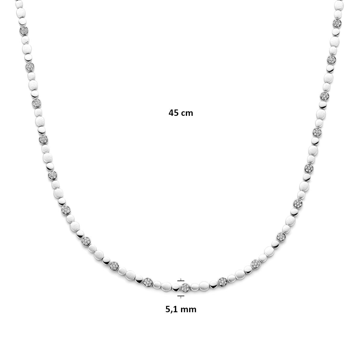 Damenkette Silber mit Zirkonia – rhodiniertes 925er Silber 5,1 mm 45 cm