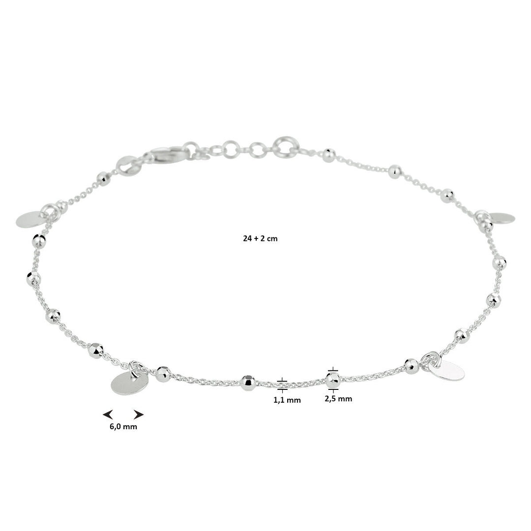 Fußkettchen Kreise 24 + 2 cm Silber rhodiniert